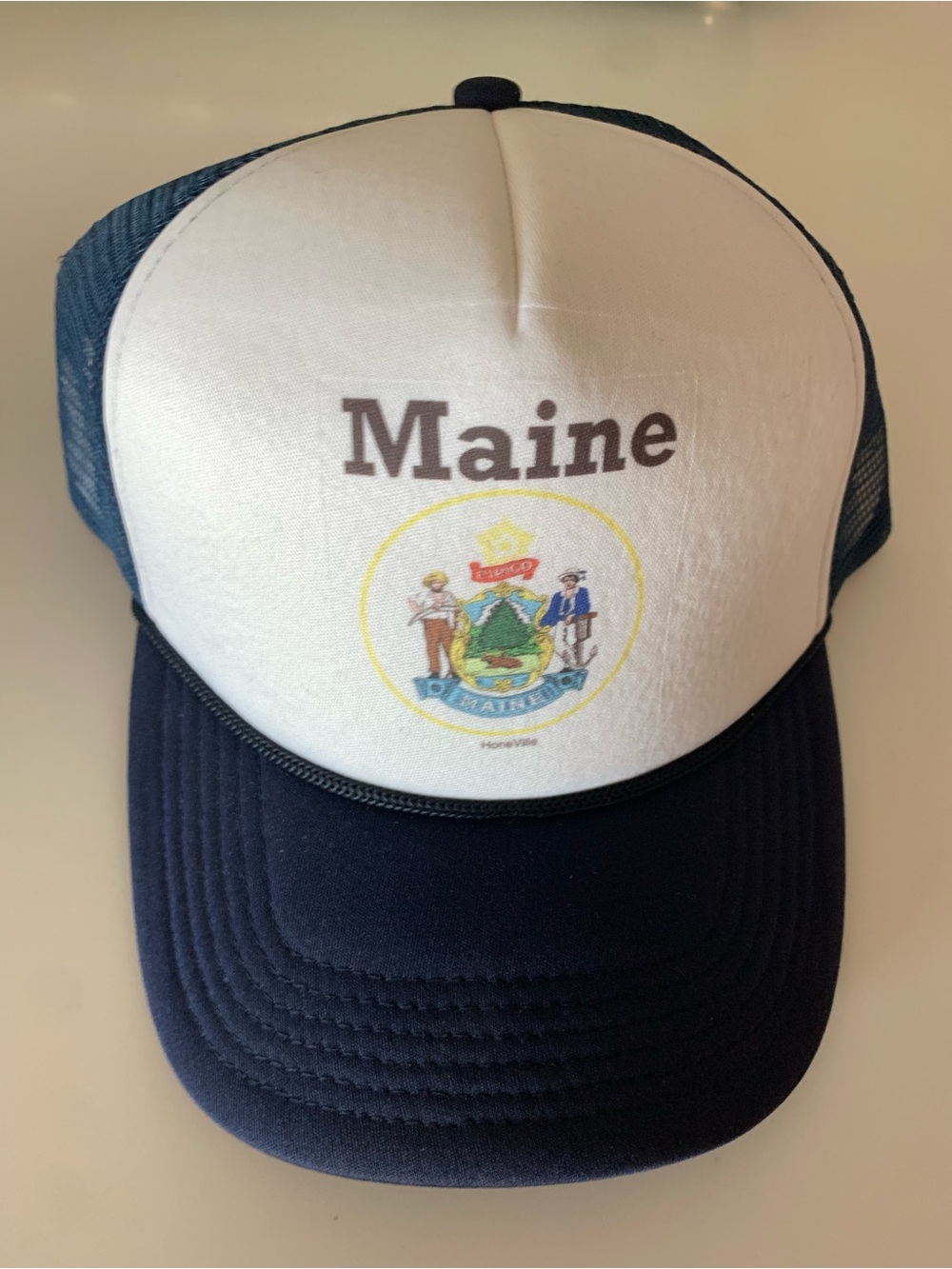 Maine Trucker Hat - Navy and White